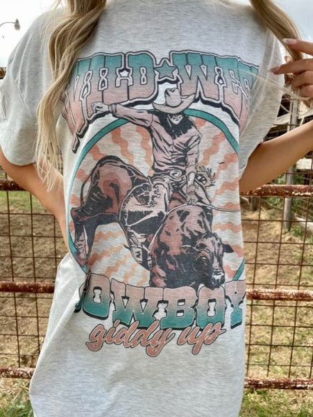 Ladies Wild West Cowboy T-shirt Dress - AV1202J - Blair's Western Wear Marble Falls, TX