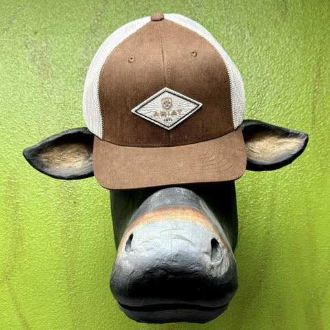 Brown & White Men's Ariat Logo Cap - A300086502 - Blair's Western Wear