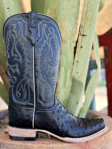 Black Resistol Cowboy Full Quill Ostrich Boot - RB0101012CW - Blair's Western Wear Marble Falls, TX