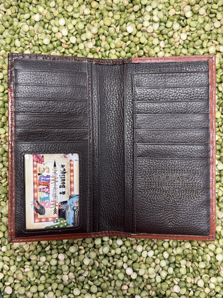 Men's Croc & Tooled Leather Checkbook Wallet
