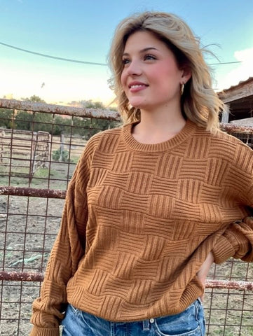 Ladies Ribbed Camel Knit Sweater - DZ23G173BW - Blair's Western Wear Marble Falls, TX