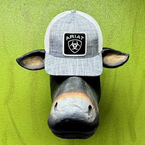 Light Gray & White Men's Ariat Logo Cap - A300014906 - Blair's Western Wear Marble Falls, TX