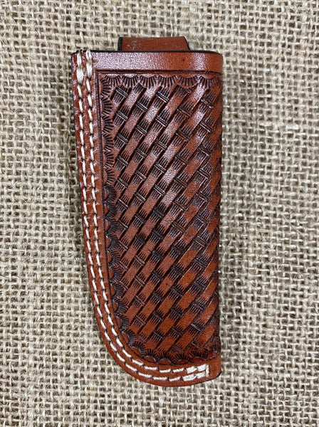 Brown tooled leather knife sheath - K216 - Blair's Western Wear Marble Falls, TX