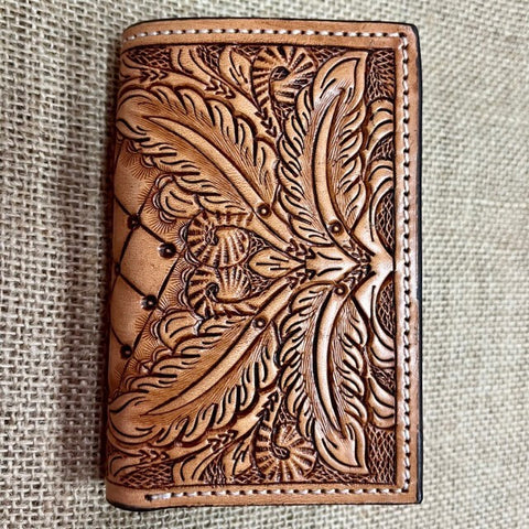 Men's Tooled Leather Trifold Wallet - XWTH1001 - Blair's Western Wear Marble Falls, TX 