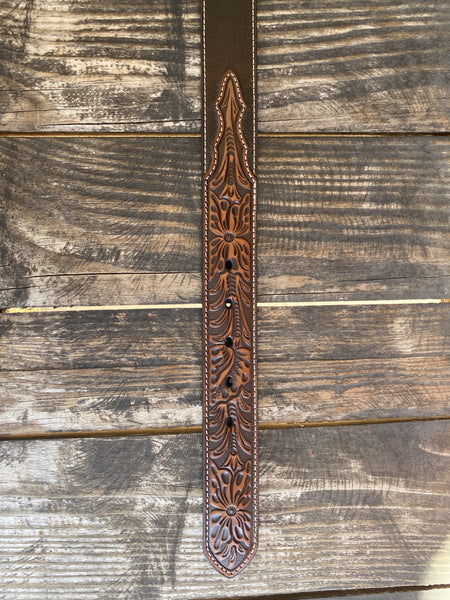 Men's Tooled Leather Belt with Star Conchos - A1037602- Blair's Western Wear Marble Falls, TX