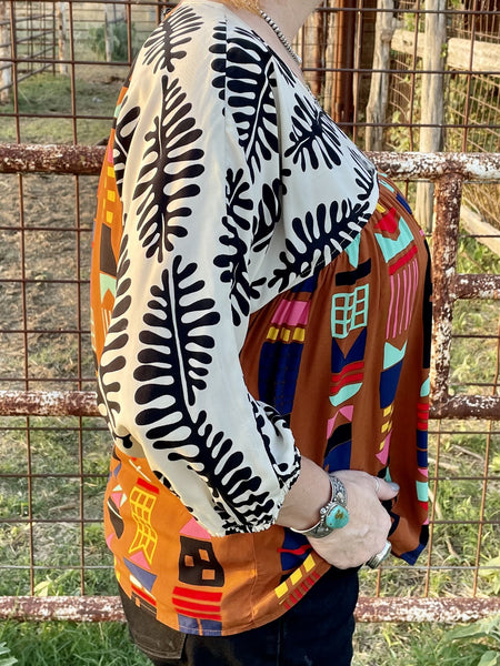 Ladies Ivy Jane Tribal Mix Print and Color Blouse - 621430 - Blair's Western Wear Marble Falls, TX
