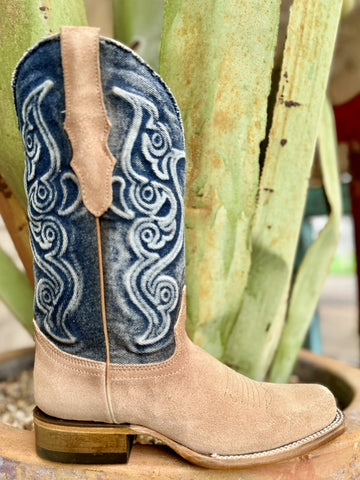 Tan with denim top Women's Western Corral Boots - Z5220 - Blair's Western Wear Marble Falls, TX