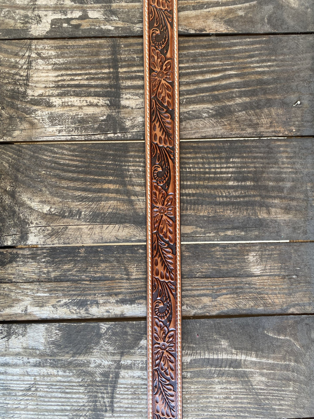 Men's Western Brown Tooled Leather Belt - C40064 - Blair's Western Wear Marble Falls, TX