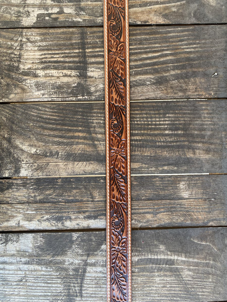 Men's Western Brown Tooled Leather Belt - C40064 - Blair's Western Wear Marble Falls, TX