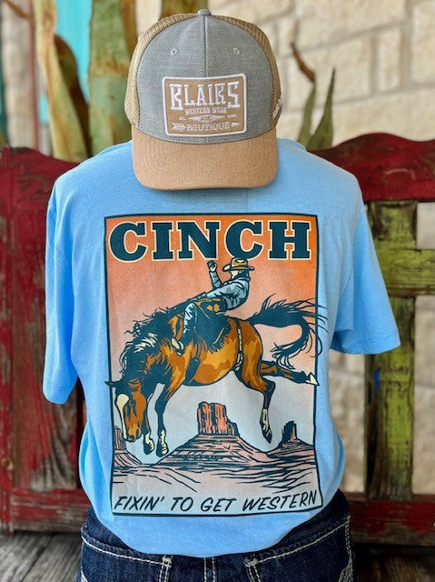 Men's Cinch T-Shirt with Cowboy Graphic and Logo - MTT1690577 - BLAIR'S WESTERN WEAR MARBLE FALLS, TX 