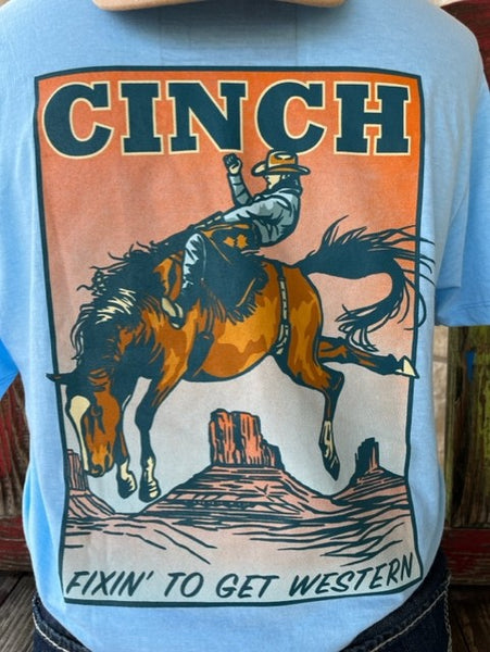 Men's Cinch T-Shirt with Cowboy Graphic and Logo - MTT1690577 - BLAIR'S WESTERN WEAR MARBLE FALLS, TX