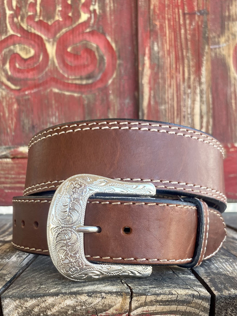 Men's Brown Smooth Leather Belt - IB1070 - Blair's Western Wear Marble Falls, TX