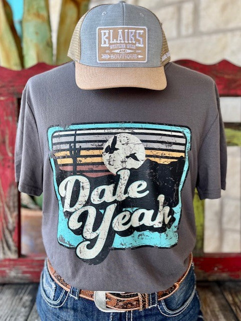 Men's Dale Brisby T-Shirt in Gray with Desert Sunset Graphic "Dale Yeah" - RRUT21R12P - BLAIR'S WESTERN WEAR MARBLE FALLS, TX 
