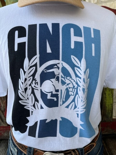 Men's Cinch T-Shirt in White/Blue - MTT1690550 - BLAIR'S WESTERN WEAR MARBLE FALLS, TX