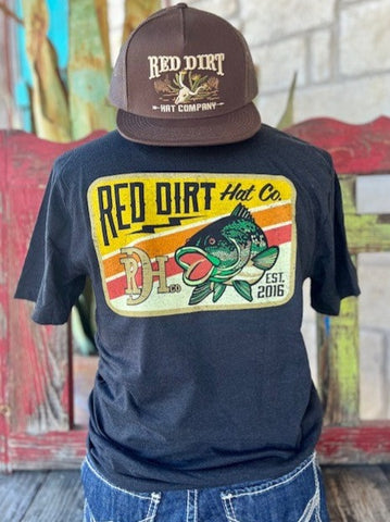 Men's Red Dirt Logo T-Shirt with Big Bass Graphic in Black & Multi Colors - RDHCT143 - Blair's Western Wear Marble Falls, TX 