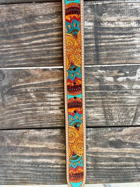 Women's Colorful Tooled Belt with Etlched Buckle - A1567008 - BLAIR'S WESTERN WEAR MARBLE FALLS, TX