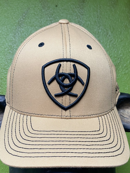 Men's Ariat Logo Cap in Tan & Black with Embroidered Logo - A300064108 - Blair's Western Wear Marble Falls, TX