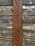 Ladies Tooled Leather Belt with Turquoise Heart Buckle