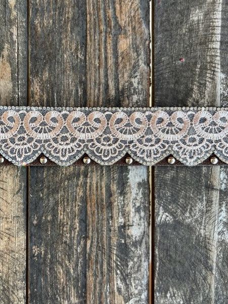 Ladies Leather Belt Overlayed With Lace - A3650 - Blair's Western Wear Marble Fall, TX