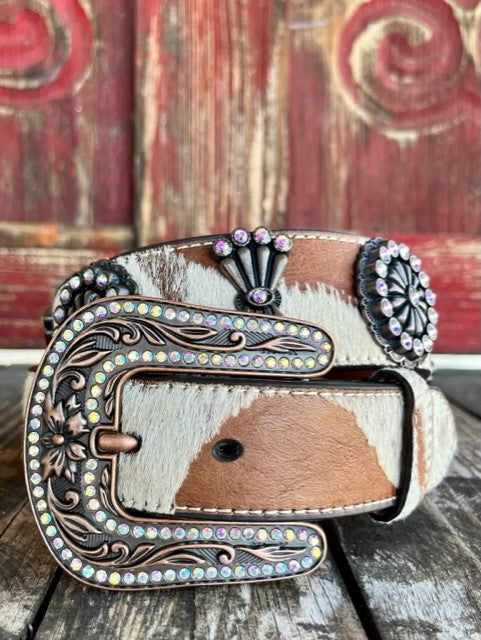 Ladies Leather Belt with Irrodectent Crystals and Conchos -  D140002308 - BLAIR'S WESTERN WEAR MARBLE FALLS, TX 