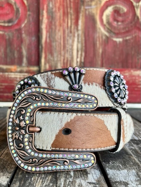 Ladies Leather Belt with Irrodectent Crystals and Conchos -  D140002308 - BLAIR'S WESTERN WEAR MARBLE FALLS, TX 