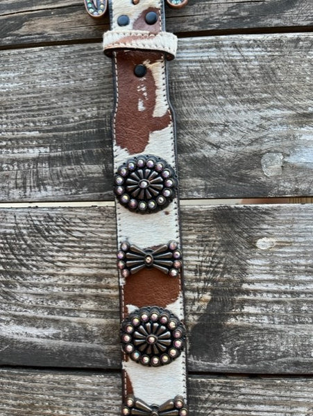 Ladies Leather Belt with Irrodectent Crystals and Conchos - D140002308 - BLAIR'S WESTERN WEAR MARBLE FALLS, TX