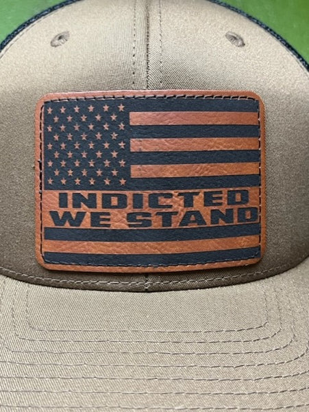 Men's Leather Patch Cap With American Flag Saying "Indicted We Stand" - INDICTED.C - Blair's Western Wear Marble Falls, TX