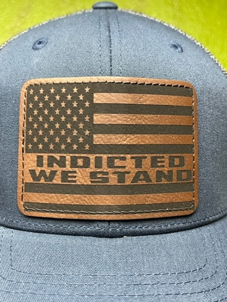 Men's Leather Patch Cap With American Flag Saying "Indicted We Stand" - INDICTED.C - Blair's Western Wear Marble Falls, TX
