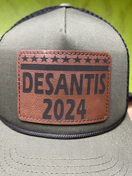 Men's Olive & Black Cap With Leather Patch "Desantis 2024" - DESANTIS - BLAIR'S WESTERN WEAR MARBLE FALLS, TX