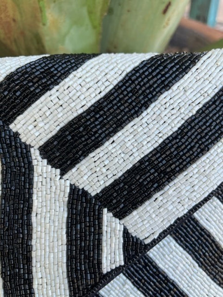 Ladies Black & White Striped Beaded Purse - LACSS407 - BLAIR'S WESTERN WEAR MARBLE FALLS, TX