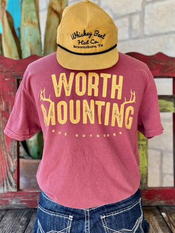 Men's Funny Graphic Tee "Worth Mounting" in Clay & Mustard - MOUNTING - BLAIR'S WESTERN WEAR MARBLE FALLS, TX 