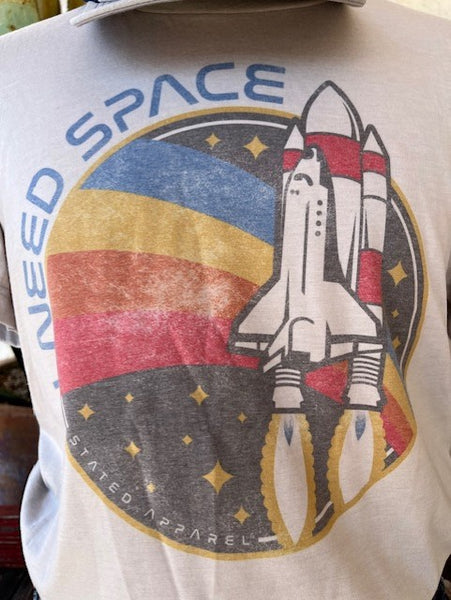 Men's Gtaphic Tee with a Rocket and "I Need Space" in Gray, Red, Blue - NEED SPACE - BLAIR'S WESTERN WEAR MARBLE FALLS, TX