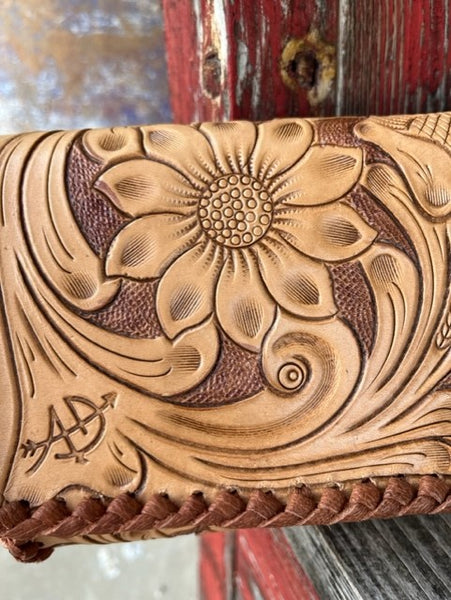 Ladies Tooled Leather Clutch With Braided Edge - ADBG1105 - BLAIR'S WESTERN WEAR MARBLE FALLS, TX