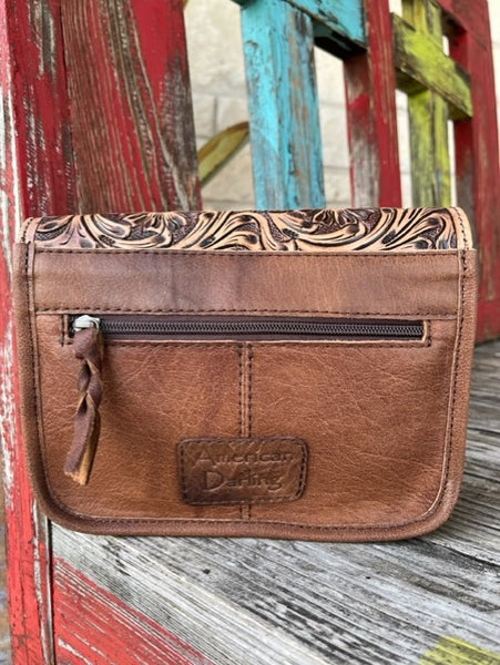 Ladies American Darling Purse with Cowhide & Tooled Leather With Inlayed Turquoise Stone - ADBG826A -BLAIR'S WESTERN WEAR MARBLE FALLS, TX