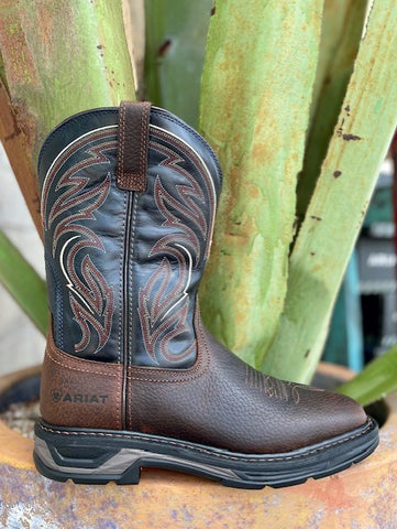 Men's Ariat Work Boot in a Soft Square Toe Navy/Chocolate - 10038320 - Blair's Western Wear Marble Falls, TX 
