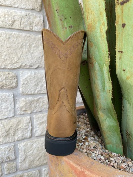 Men's Round Soft Toe Work Boot in Tan - 100004986 - Blair's Western Wear Marble Falls, TX