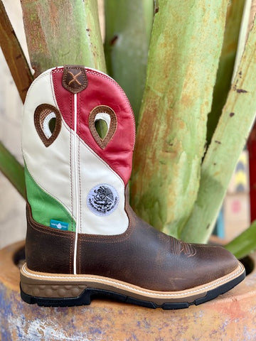 MEN'S TWISTED X WORK BOOTS IN BROWN/MEXICAN FLAG - MXBW006 - BLAIR'S WESTERN WEAR MARBLE FALLS, TX 