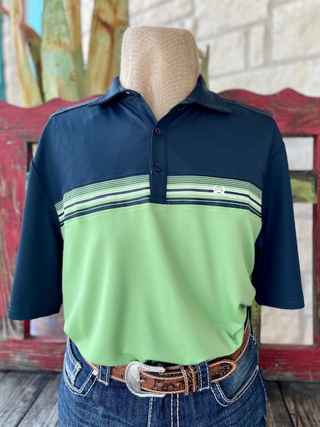 Men's Short Sleeve Polo Style Shirt in Green/Navy - MTK1872001 - Blair's Western Wear Marble Falls, TX 