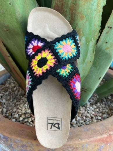 Ladies Crocheted Platform Sandals in Black & Multi Colors - GPLF36BB0B - BLAIR'S WESTERN WEAR MARBLE FALLS, TX