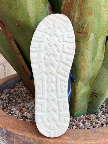 Ladies Tooled Leather Slip On American Darling Shoe in Brown, Blue, & White - Adft133NV4 - Blair's Western Wear Marble Falls, TX