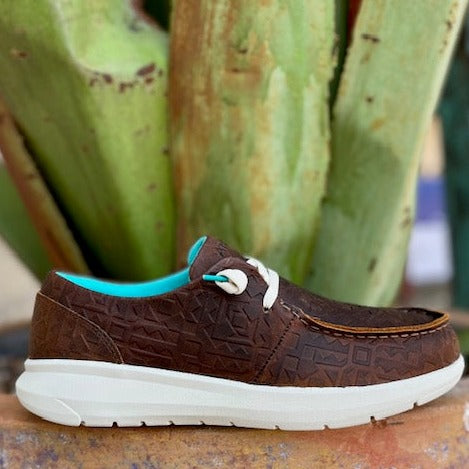 Ladies Brown Aztec Tooled Ladies Ariat Hilos - 10047015 - Blair's Western Wear Marble Falls, TX 