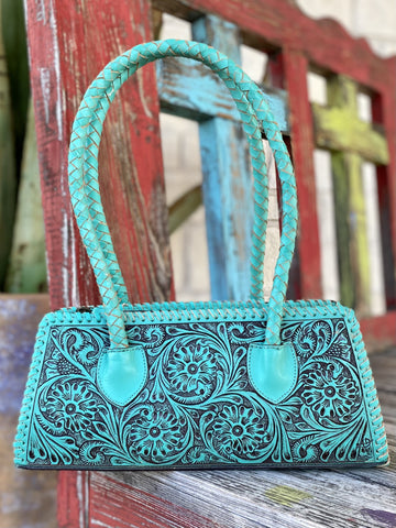 Turquoise Ladies Leather Tooled Purse - ADBGZ764C - Blair's Western Wear Marble Falls, TX 