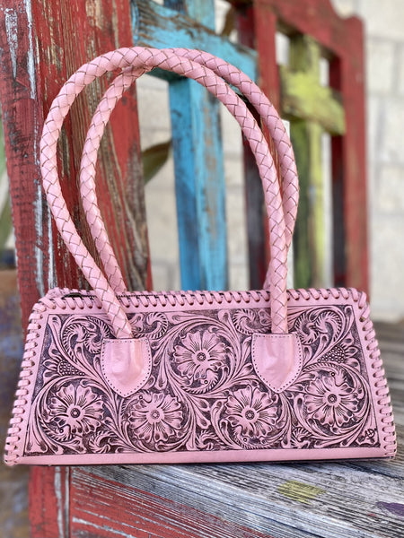 Pastel Pink Ladies Leather Tooled Purse - ADBGZ764B - Blair's Western Wear Marble Falls, TX 