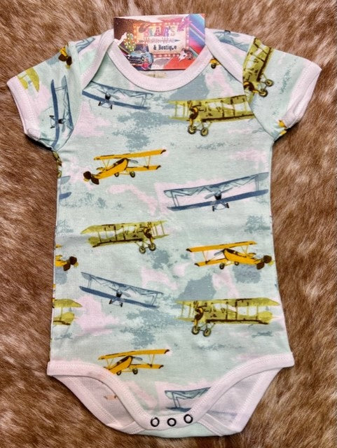 Baby's Airplane Onsie in Mint/Blue/Green/Yellow - 31132 - Blair's Western Wear Marble Falls, TX 