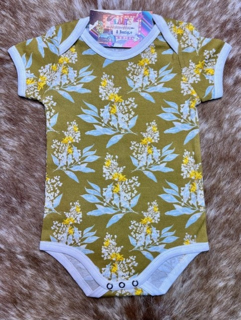 Baby's Floral Pattern Onsie in Green, Mint, & Gold - 31139 - Blair's Western Wear Marble Falls, TX 