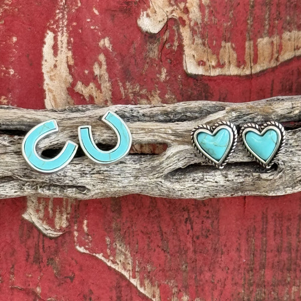 Montana Turquoise Heart & Horseshoe Earring Set - ER5807 - BLAIR'S Western Wear located in Marble Falls TX