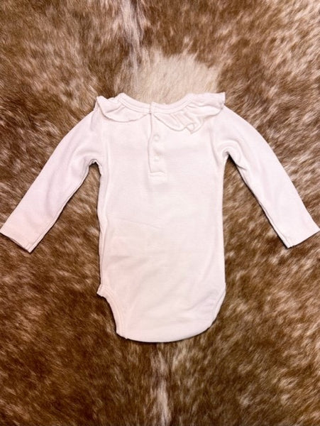 Baby's Ruffled Neck Long Sleeve Onsie in White - 431F2BSS - Blair's Western Wear Marble Falls, TX
