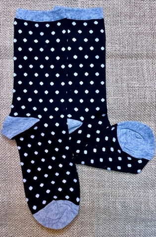 Women's Polka Dot Socks in Black Grey & White - HO000293BWG - Blair's Western Wear Marble Falls, TX