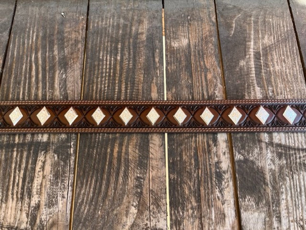Men's Diamond Concho Tooled Leather Belt