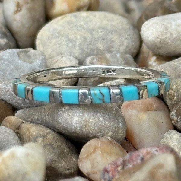 Turquoise & silver square pattern ring - T5171TQ - BLAIR'S Western Wear located in Marble Falls TX 